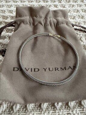David Yurman Two-Tone Cable Hook Bracelet in Silver and Gold 3mm